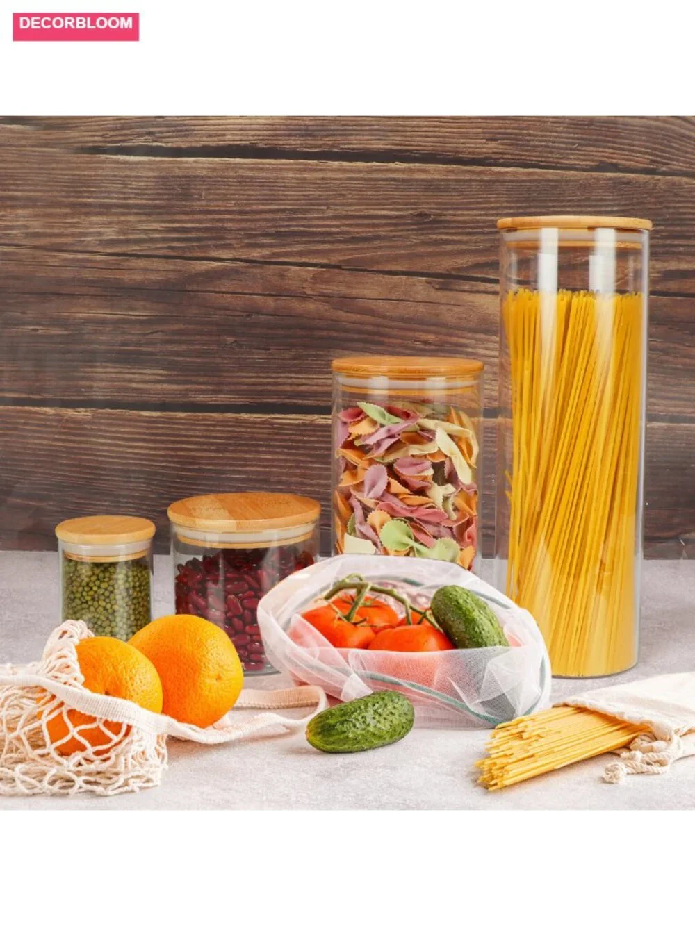 15-Pack Glass Food Storage Jars with Airtight Bamboo Lids